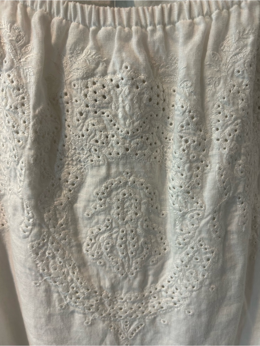 J. Jill White Eyelet Linen-Blend Tunic Dress Embroidered Short Sleeve XL - Picture 7 of 13